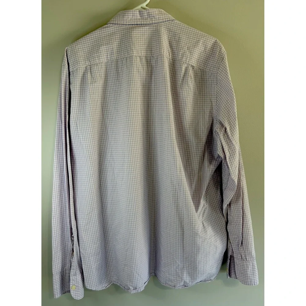 Vintage J. Crew Button Down Shirt XL‎ Purple white stripe Tailored Long Sleeve